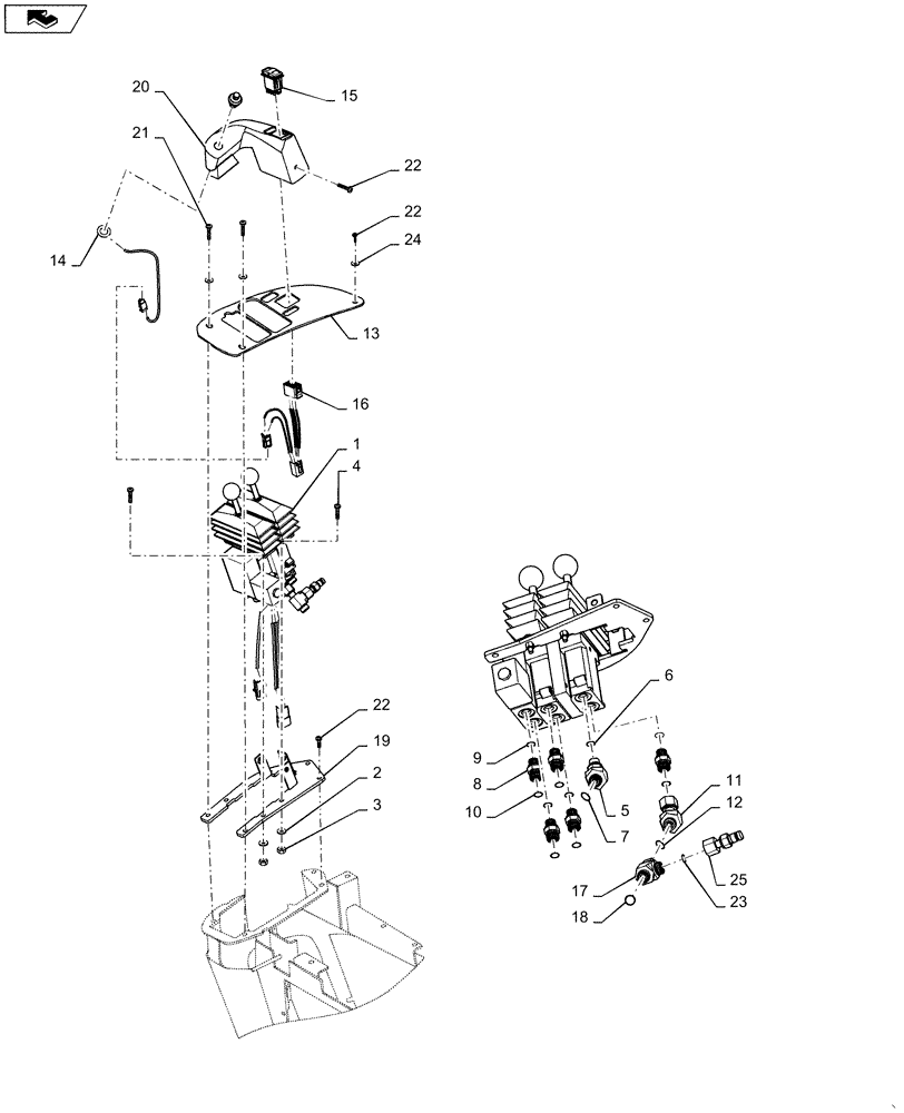 Схема запчастей Case 821F - (35.359.AF) - TWO LEVER CONTROL INSTALLATION (35) - HYDRAULIC SYSTEMS