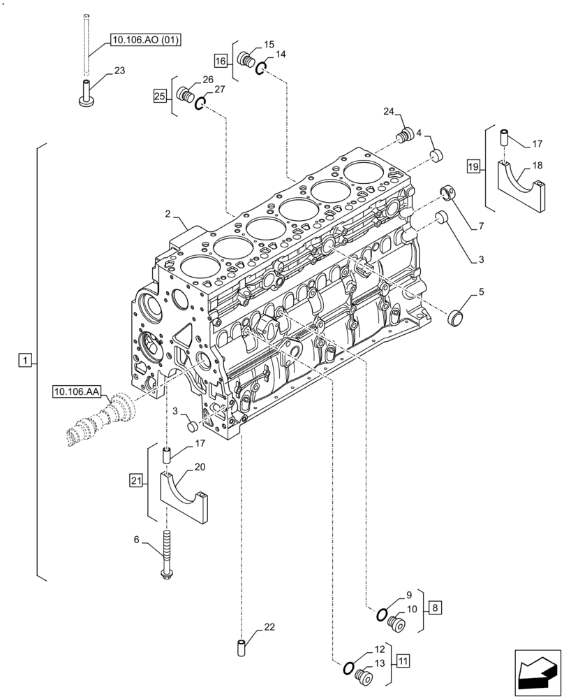 Схема запчастей Case F4DFE613H B003 - (10.001.AB) - CRANKCASE (10) - ENGINE