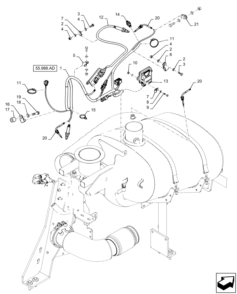 Схема запчастей Case 921F - (10.254.AI) - SCR WIRE HARNESS INSTALLATION (10) - ENGINE