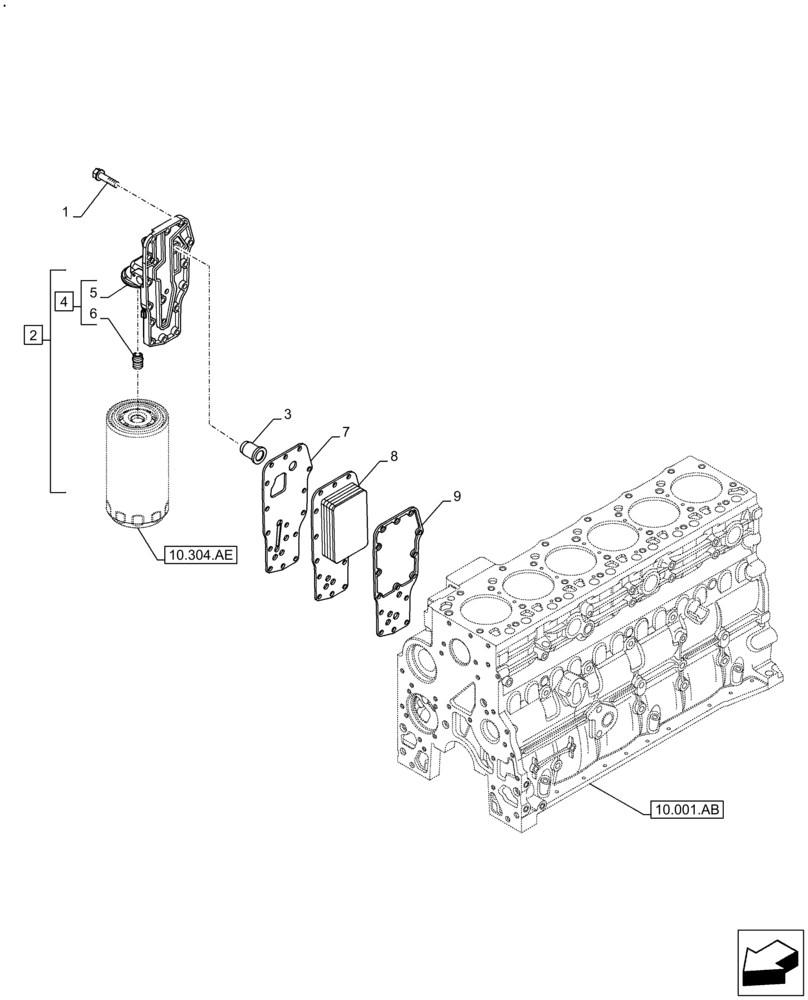 Схема запчастей Case F4DFE613K B008 - (10.408.AC) - HEAT EXCHANGER (10) - ENGINE