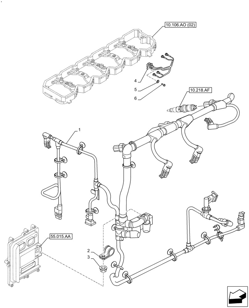 Схема запчастей Case F4DFE613K B008 - (55.010.AA) - ENGINE, CABLE (55) - ELECTRICAL SYSTEMS