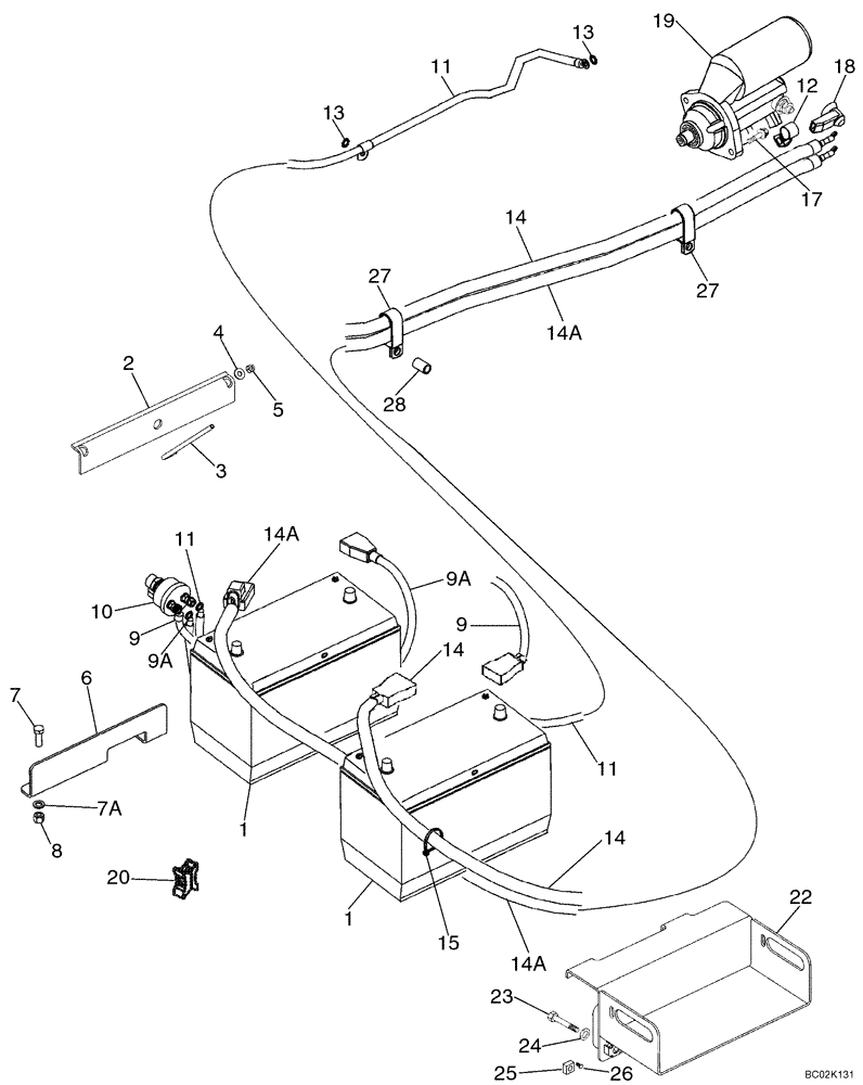 Схема запчастей Case 750K - (04-07) - BATTERY, DUAL - CAB (04) - ELECTRICAL SYSTEMS