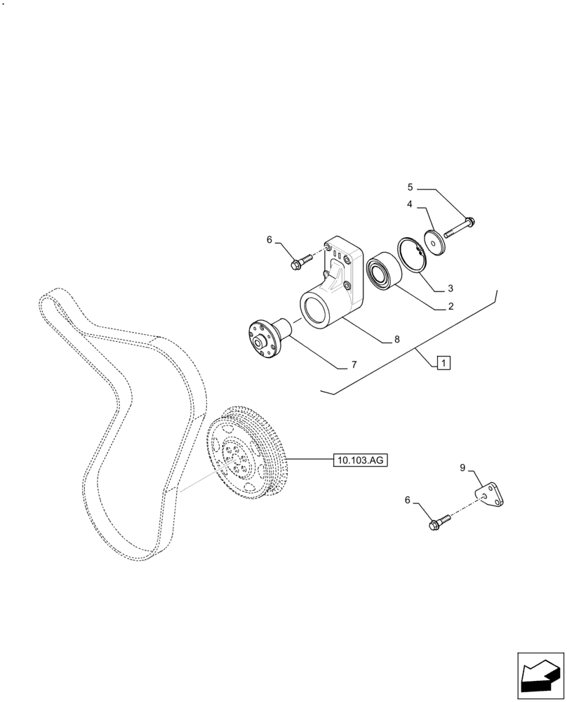 Схема запчастей Case F4DFE613B B006 - (55.301.AB) - ALTERNATOR PULLEY, BELT & BRACKET (55) - ELECTRICAL SYSTEMS