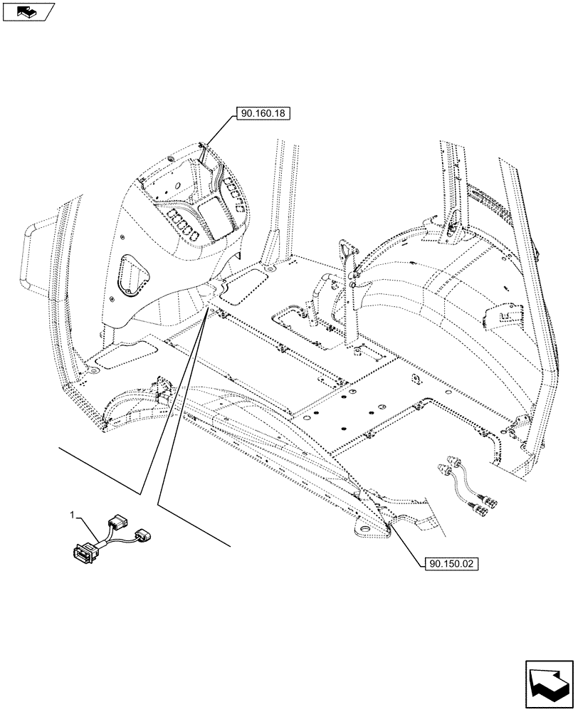 Схема запчастей Case 580SN WT - (55.024.02) - VAR - 423062 - HARNESS, POWERSHIFT, JUMPER (55) - ELECTRICAL SYSTEMS