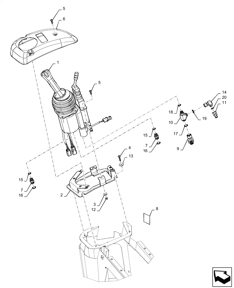 Схема запчастей Case 921F - (35.359.AF[03]) - JOYSTICK WITH SINGLE LEVER INSTALLATION (35) - HYDRAULIC SYSTEMS