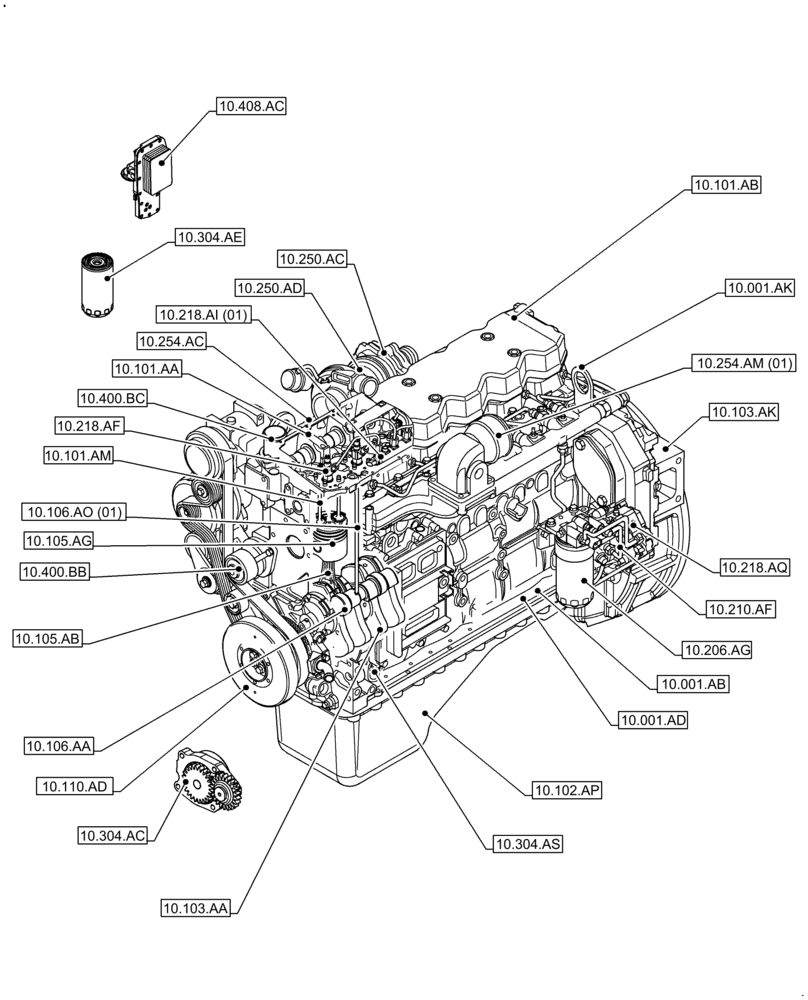 Схема запчастей Case F4DFE613M B003 - (10.000.00) - SECTION INDEX, ENGINE (10) - ENGINE