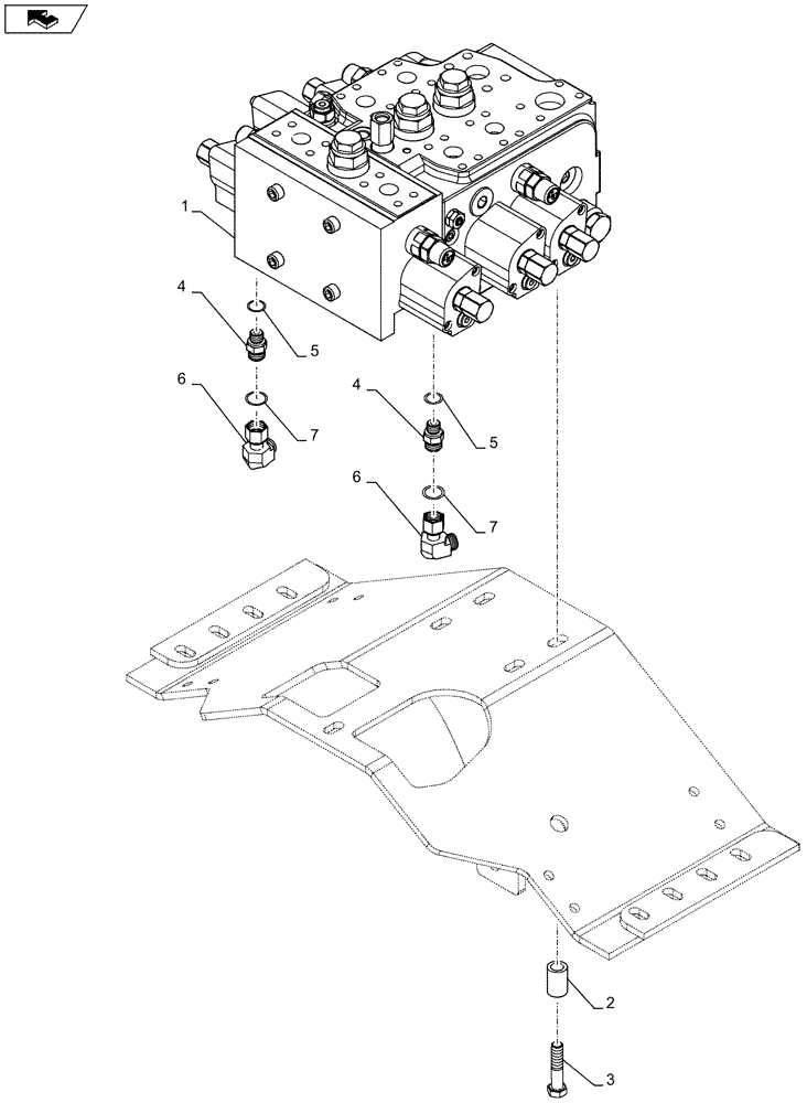 Схема запчастей Case 821F - (35.359.AJ) - TWO AND THREE SPOOL CONTROL VALVE INSTALLATION (35) - HYDRAULIC SYSTEMS