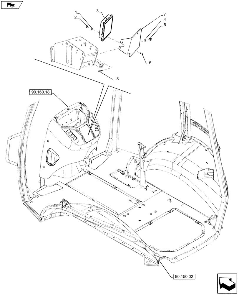 Схема запчастей Case 580SN WT - (55.024.03) - VAR - 423060, 423061, 423062 - CONTROL UNIT, TRANSMISSION (55) - ELECTRICAL SYSTEMS