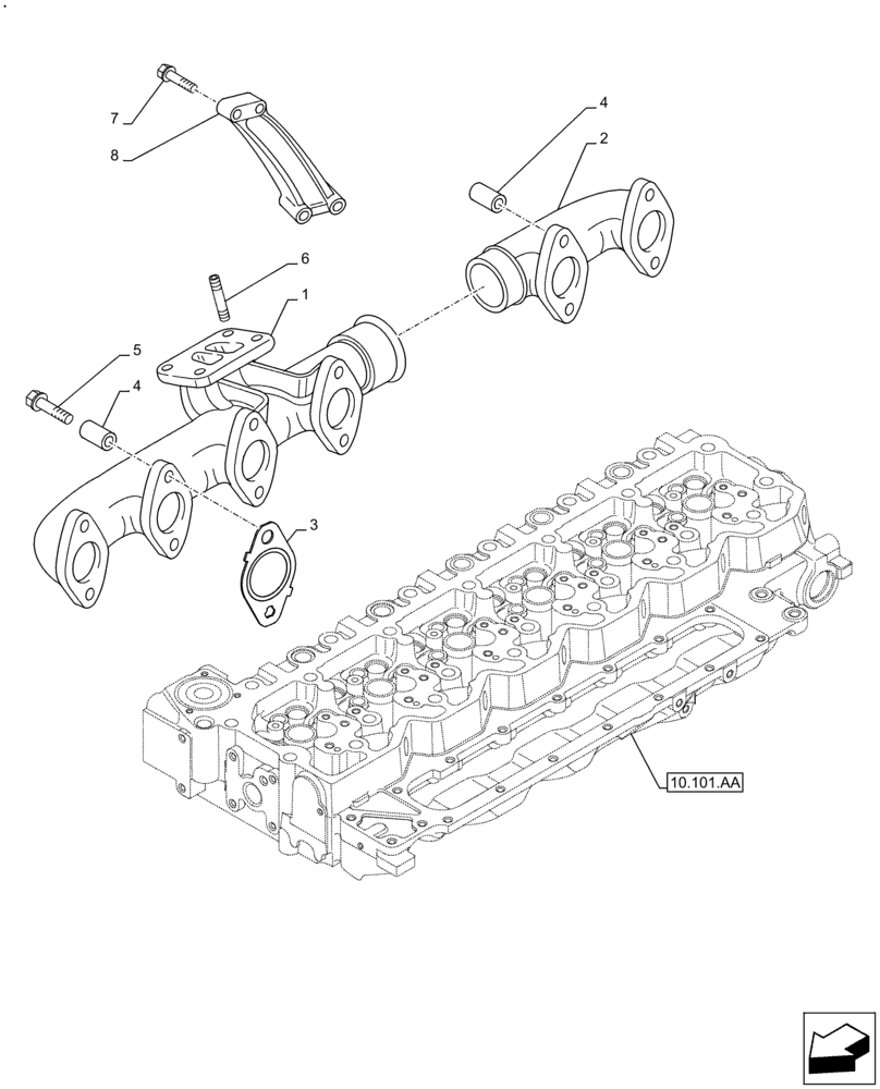 Схема запчастей Case F4DFE613B B006 - (10.254.AC) - EXHAUST MANIFOLD (10) - ENGINE