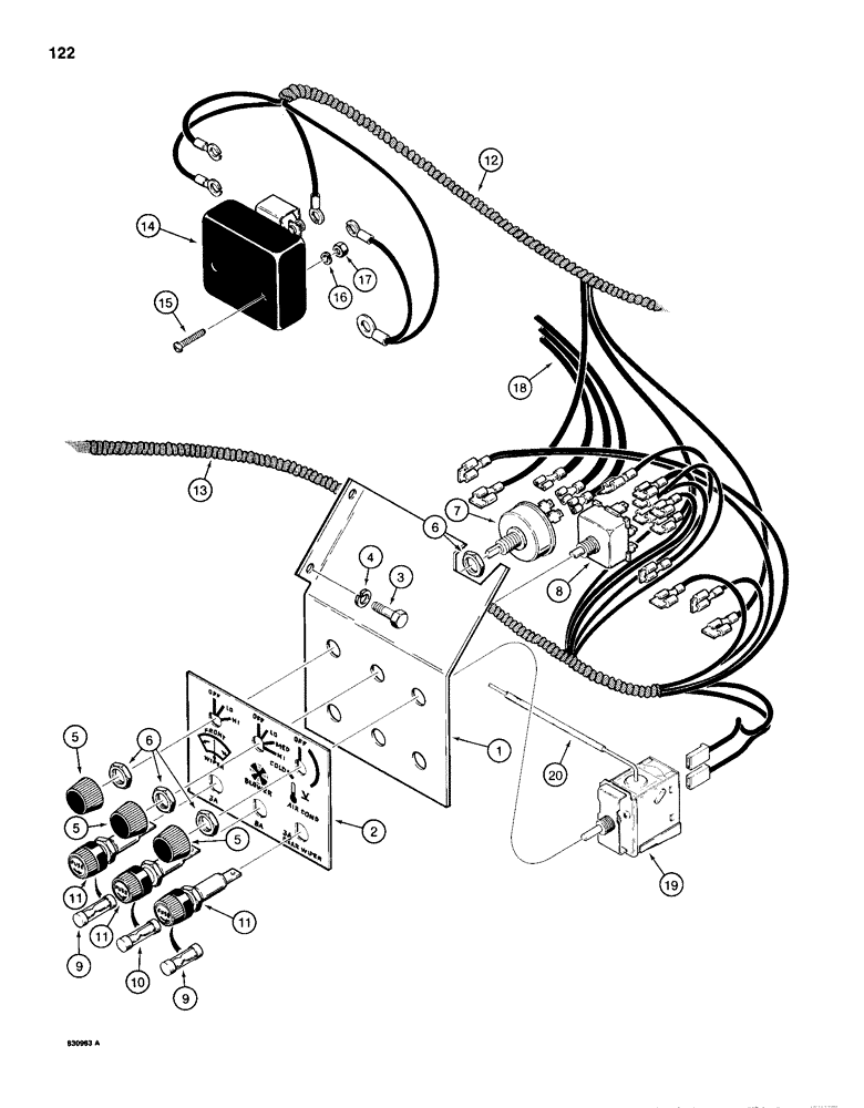 Схема запчастей Case 1155D - (122) - CAB CONTROL PANEL AND WIRING (04) - ELECTRICAL SYSTEMS