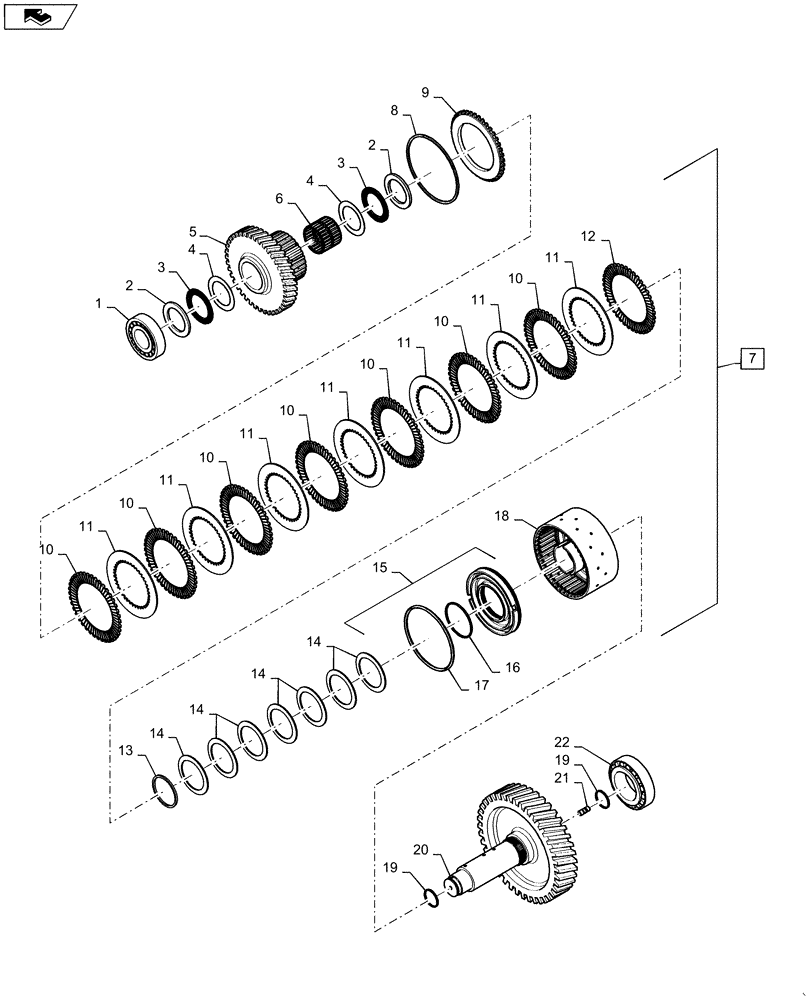 Схема запчастей Case 821F - (21.155.AN[03]) - 3RD GEAR CLUTCH ASSEMBLY (21) - TRANSMISSION