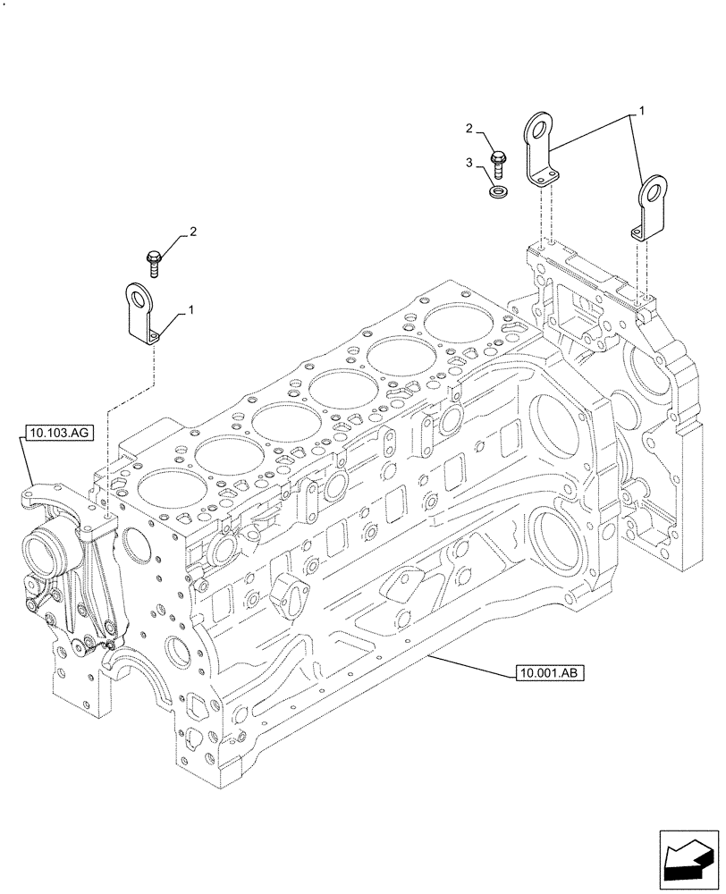 Схема запчастей Case F4DFE613B B006 - (10.001.AK) - ENGINE, SUPPORT (10) - ENGINE