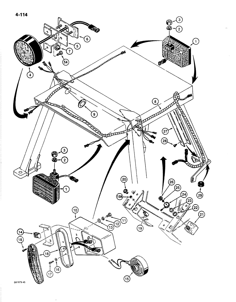 Схема запчастей Case 780C - (4-114) - 12 VOLT TRACTOR LAMP ELECTRICAL CIRCUIT, WITH CANOPY (04) - ELECTRICAL SYSTEMS