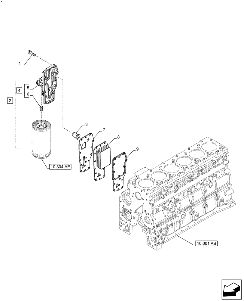 Схема запчастей Case F4DFE613J B006 - (10.408.AC) - HEAT EXCHANGER (10) - ENGINE