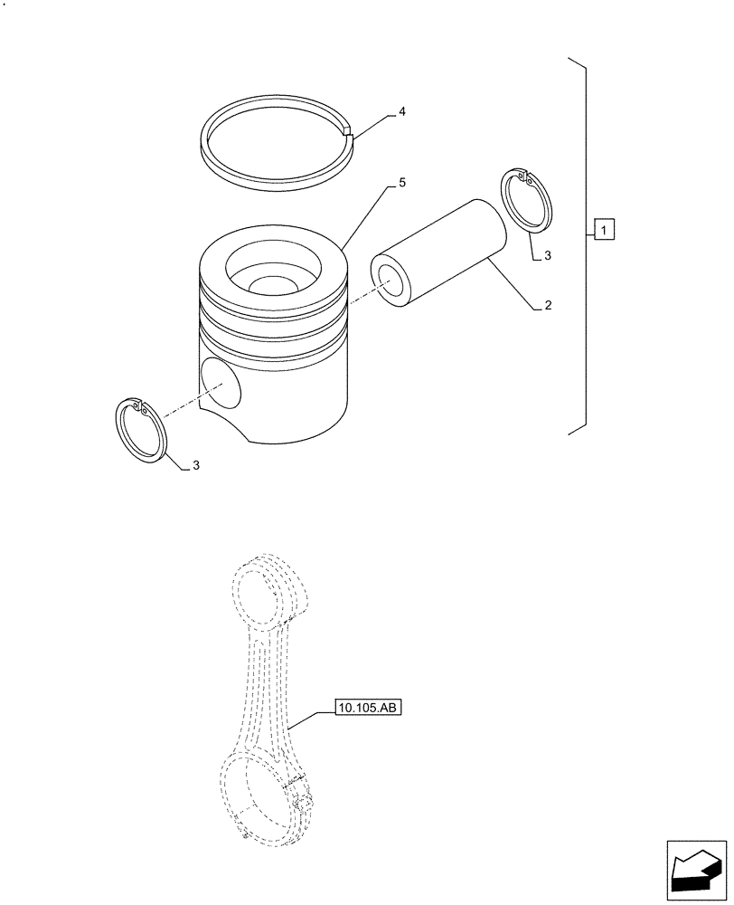 Схема запчастей Case F4DFE613H B003 - (10.105.AG) - PISTONS (10) - ENGINE