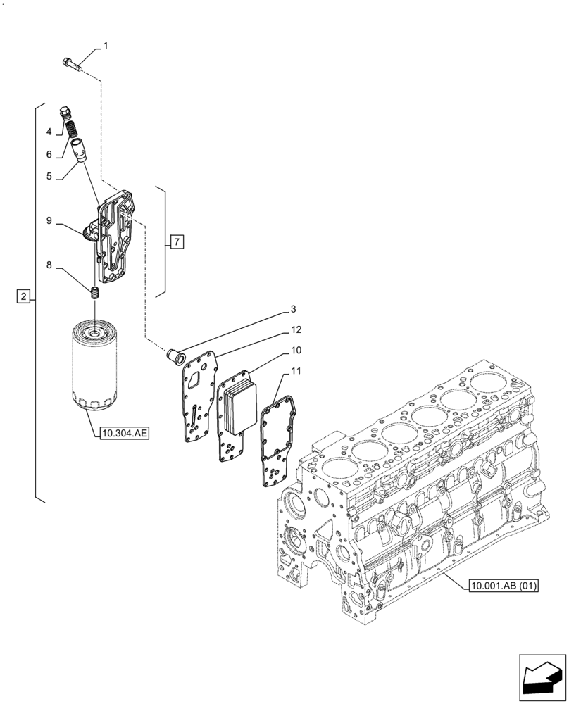 Схема запчастей Case F4HFE613H B003 - (10.408.AO) - OIL COOLER (10) - ENGINE