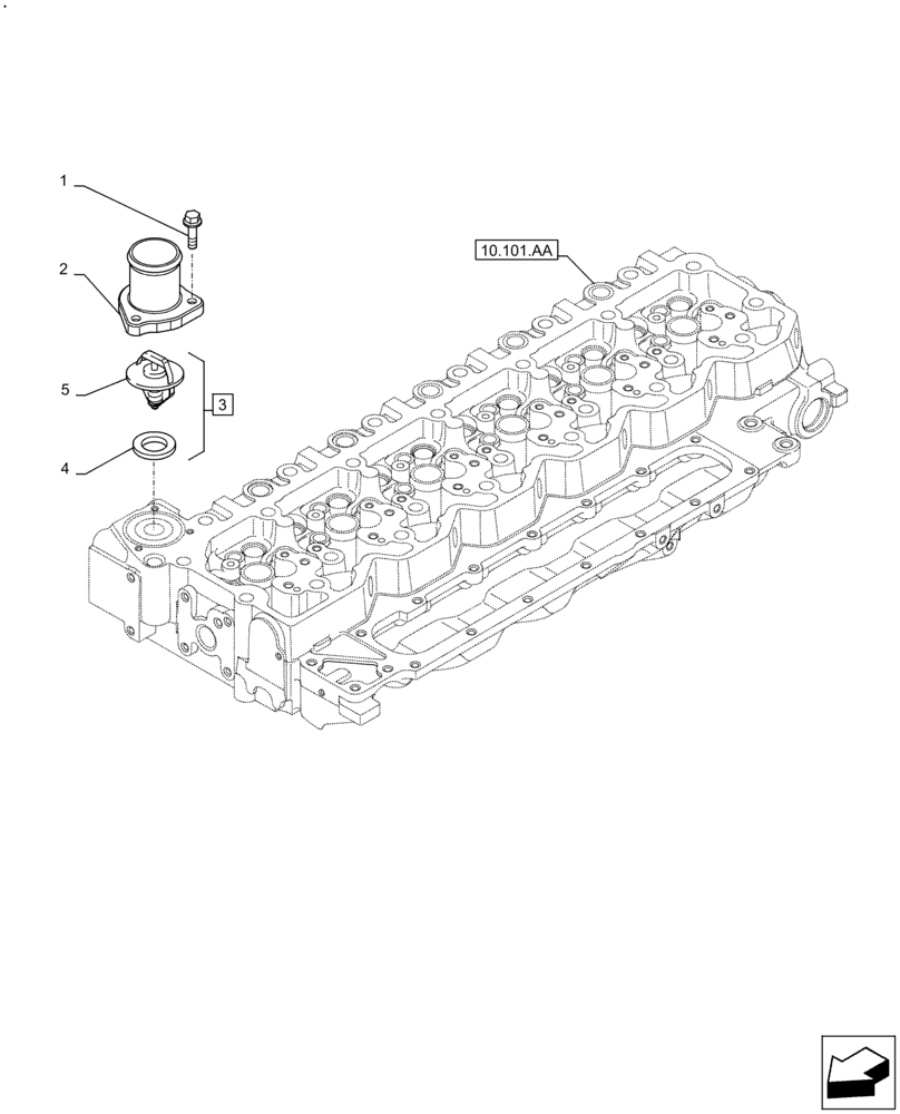 Схема запчастей Case F4HFE613H B003 - (10.400.BC) - THERMOSTAT (10) - ENGINE