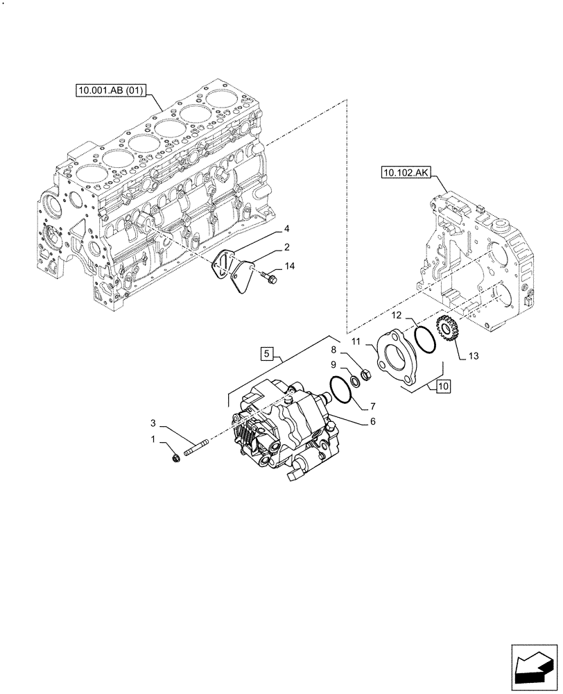 Схема запчастей Case F4HFE613B B006 - (10.218.AQ) - FUEL INJECTION PUMP (10) - ENGINE