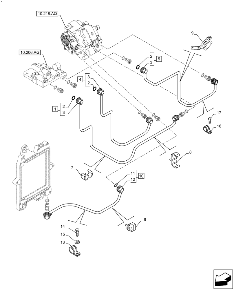 Схема запчастей Case F4HFE613K B002 - (10.210.AF) - FUEL LINE (10) - ENGINE