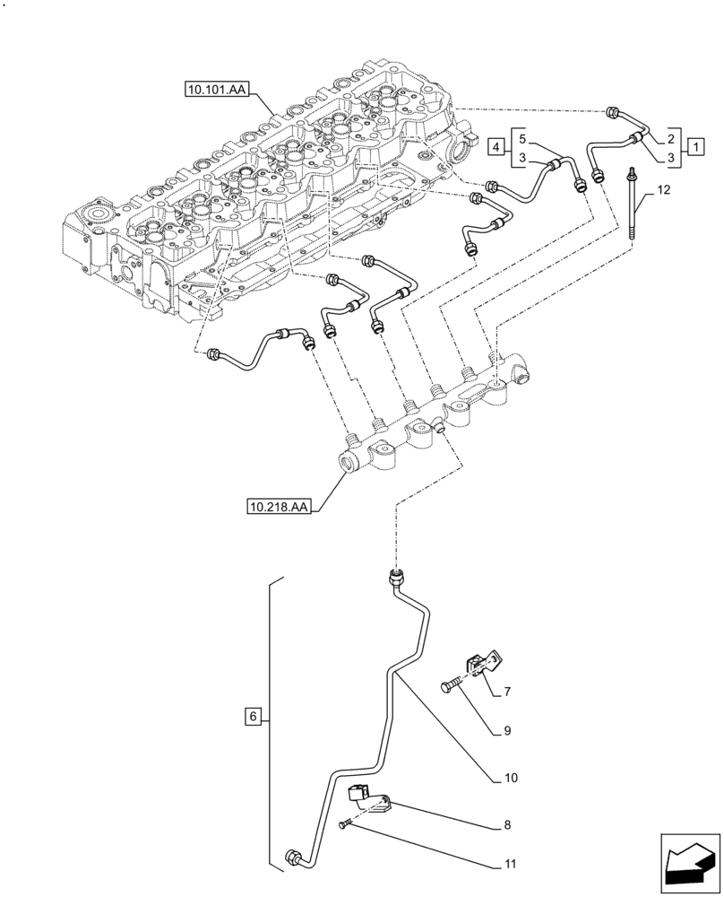 Схема запчастей Case F4HFE613J B005 - (10.218.AI[01]) - INJECTION PIPE (10) - ENGINE