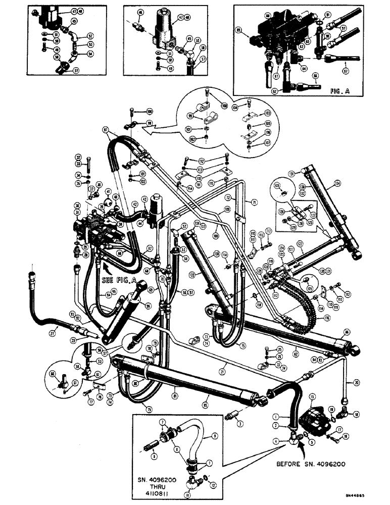 Схема запчастей Case 32 - (018) - LOADER HYDRAULICS, (BEFORE LOADER S/N 4110090) 