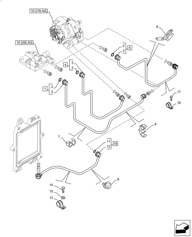 Схема запчастей Case F4HFE613B B006 - (10.210.AF) - FUEL LINE (10) - ENGINE