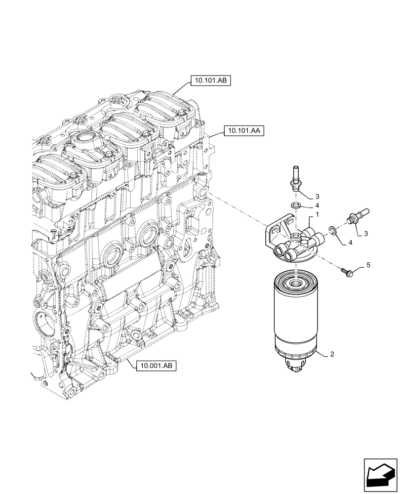 Схема запчастей Case F5CE5454B A005 - (10.206.AG) - FUEL FILTER (10) - ENGINE