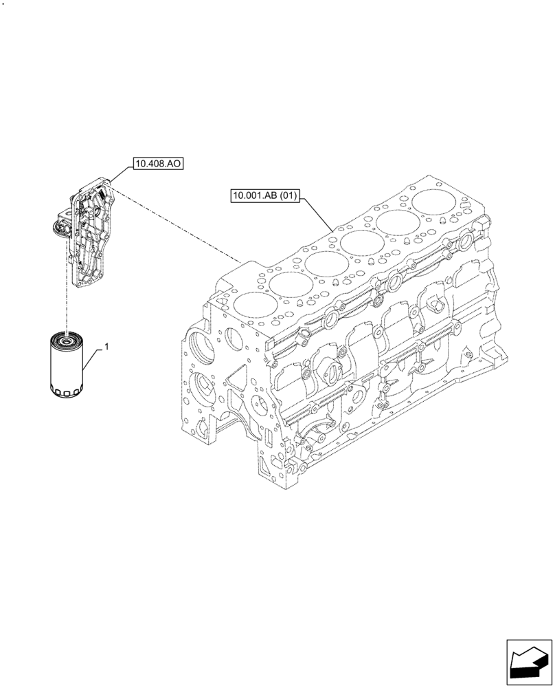 Схема запчастей Case F4HFE613J B005 - (10.304.AE) - ENGINE OIL FILTER (10) - ENGINE