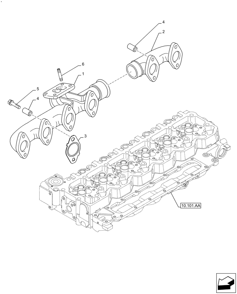 Схема запчастей Case F4HFE613K B002 - (10.254.AC) - EXHAUST MANIFOLD (10) - ENGINE