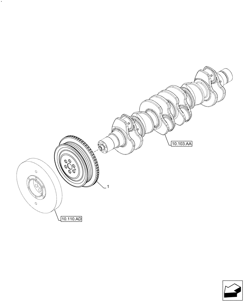 Схема запчастей Case F4HFE613B B006 - (10.103.AG) - CRANKSHAFT & PULLEY (10) - ENGINE