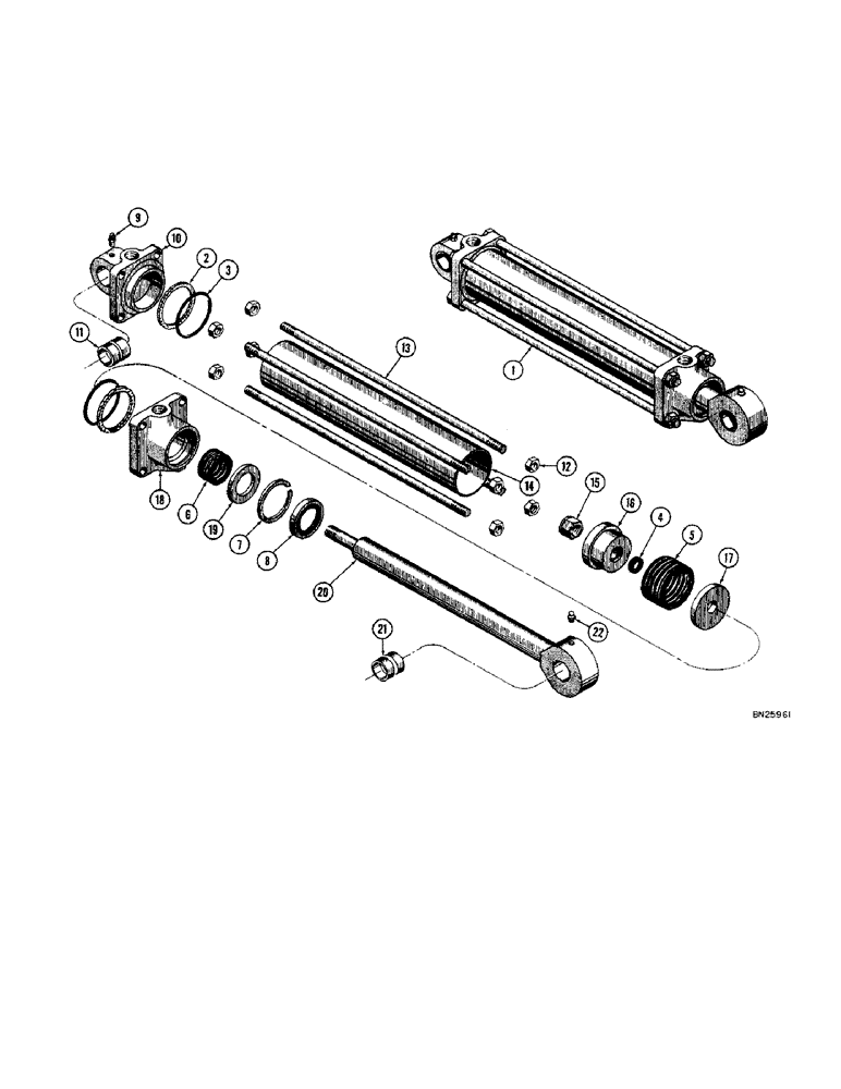 Схема запчастей Case 22 - (52) - D21591 HYDRAULIC BUCKET CYLINDER, D28331 HYDRAULIC BUCKET 