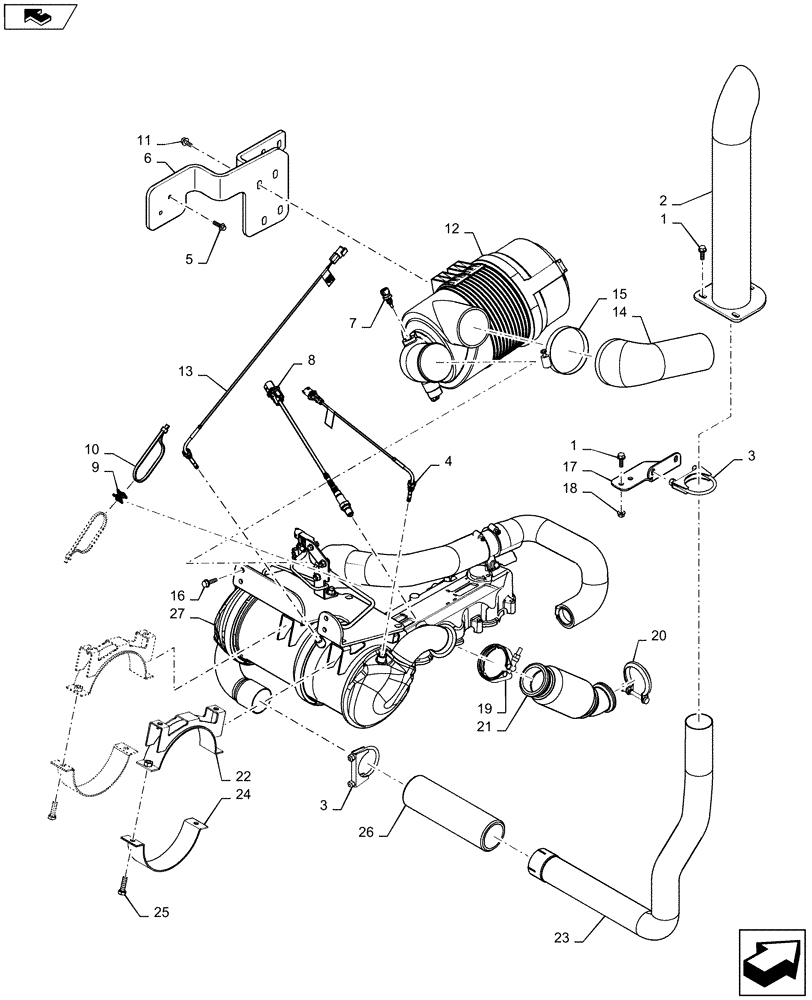 Схема запчастей Case SV250 - (10.202.AD) - AIR FILTER AND DPF, INTAKE AND EXHAUST LINES (10) - ENGINE