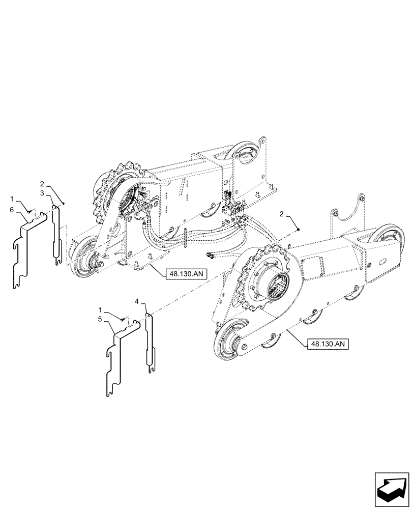 Схема запчастей Case TR270 - (48.130.AW) - TRACK, COVERS (48) - TRACKS & TRACK SUSPENSION