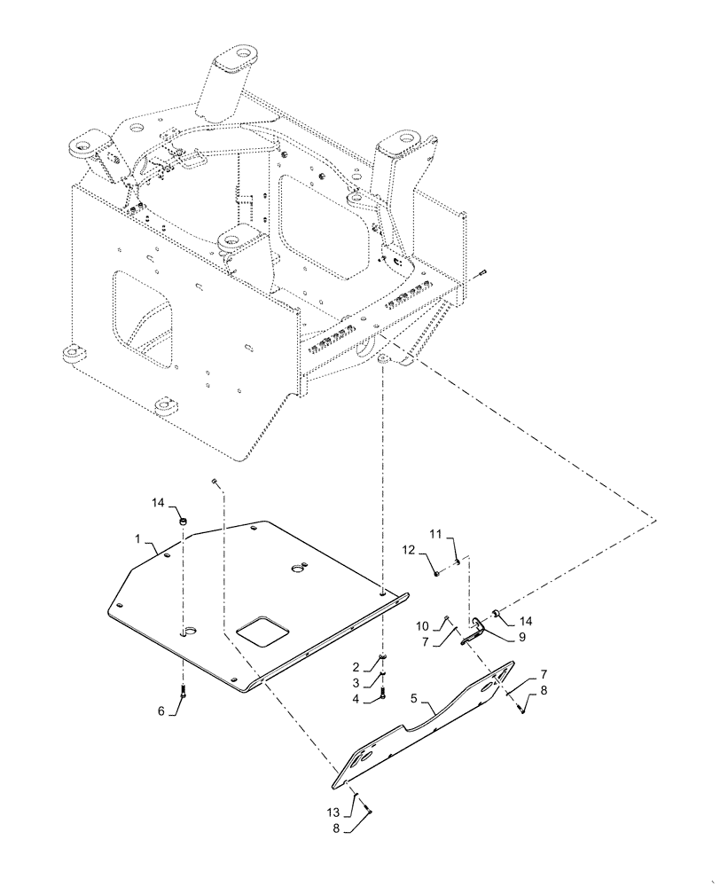 Схема запчастей Case 921F - (90.116.BE) - REAR CHASSIS SKID PLATE (90) - PLATFORM, CAB, BODYWORK AND DECALS