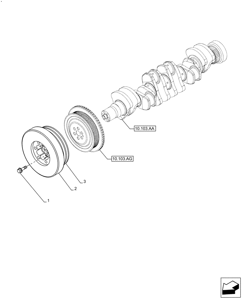 Схема запчастей Case F4HFE613H B003 - (10.110.AD) - CRANKSHAFT, CRANKSHAFT (10) - ENGINE