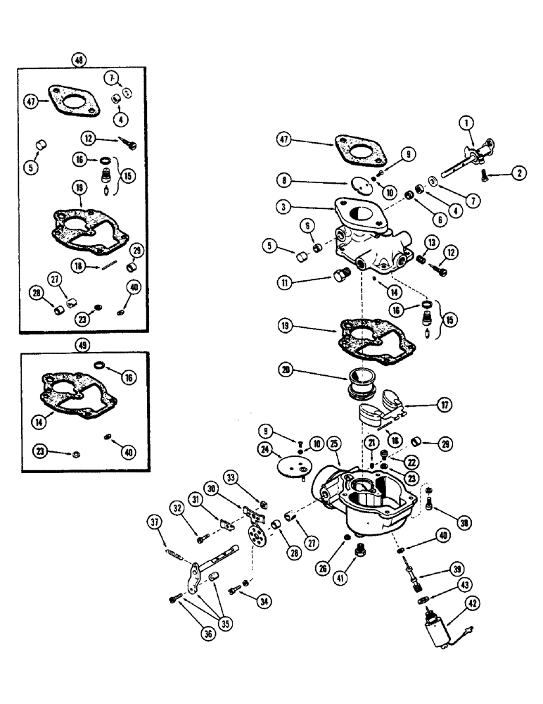 Схема запчастей Case 580B - (080) - CARBURETOR, (188) SPARK IGNITION ENGINE (03) - FUEL SYSTEM