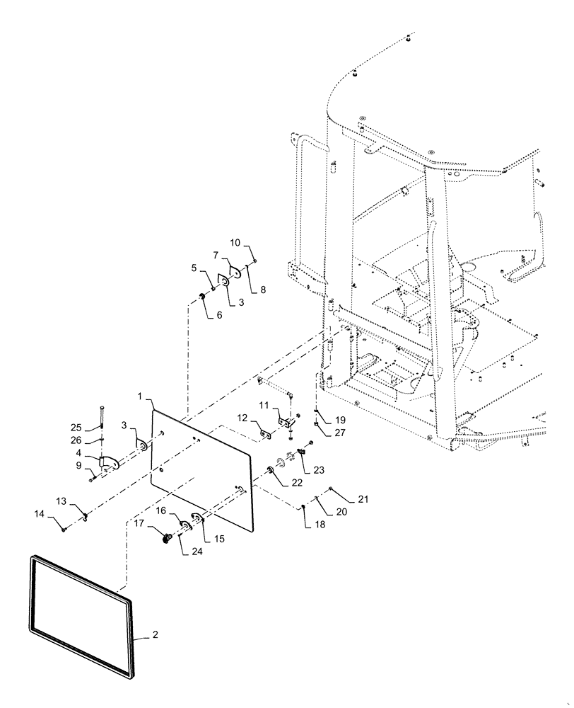 Схема запчастей Case 921F - (90.154.AM [03]) - RIGHT LOWER WINDOW ASSEMBLY (90) - PLATFORM, CAB, BODYWORK AND DECALS