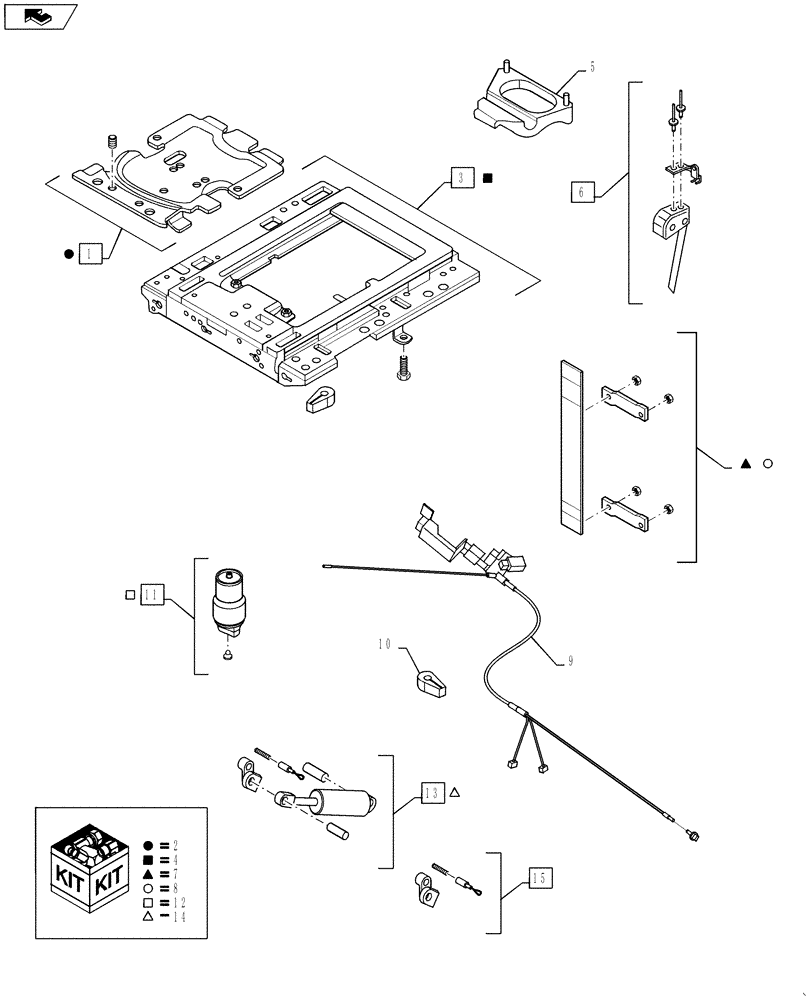 Схема запчастей Case 821F - (90.124.AN) - PNEUMATIC SEAT ASSEMBLY SUSPENSION (90) - PLATFORM, CAB, BODYWORK AND DECALS