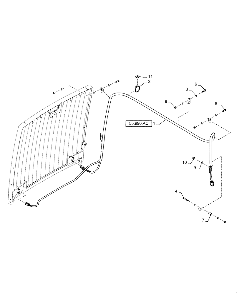 Схема запчастей Case 821F - (90.100.AU) - HOOD WIRE HARNESS INSTALLATION (90) - PLATFORM, CAB, BODYWORK AND DECALS