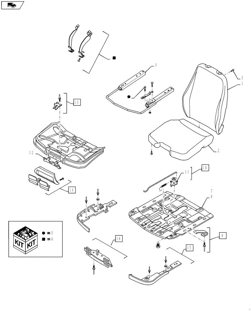 Схема запчастей Case 821F - (90.120.07) - PNEUMATIC SEAT ASSEMBLY CUSHIONS (90) - PLATFORM, CAB, BODYWORK AND DECALS