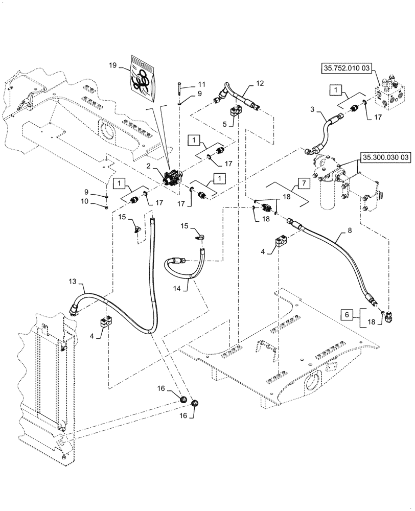 Схема запчастей Case 921G - (35.300.050[01]) - THERMAL BYPASS VALVE INSTALLATION (35) - HYDRAULIC SYSTEMS