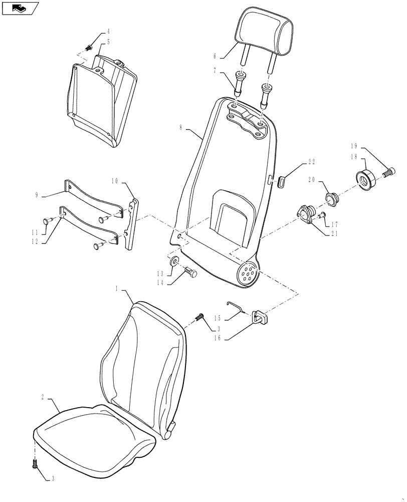 Схема запчастей Case 821F - (90.120.AE) - MECHANICAL SEAT ASSEMBLY TOP, CLOTH AND VINYL (90) - PLATFORM, CAB, BODYWORK AND DECALS