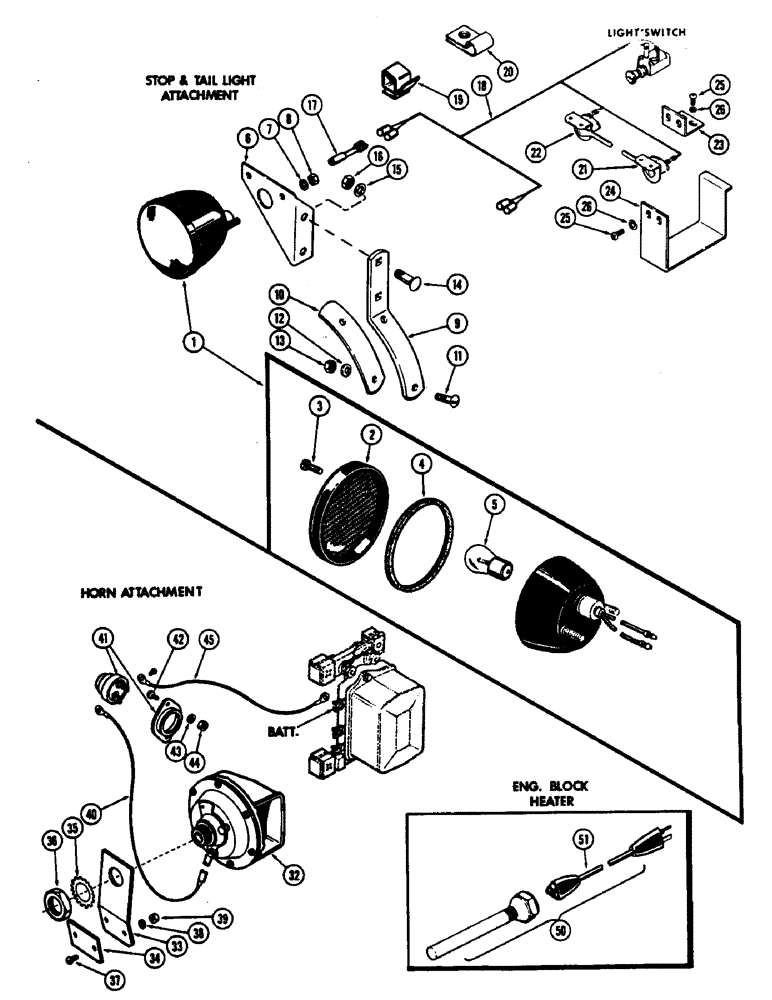 Схема запчастей Case 430CK - (128) - STOP AND TAIL LAMP ATTACHMENT 