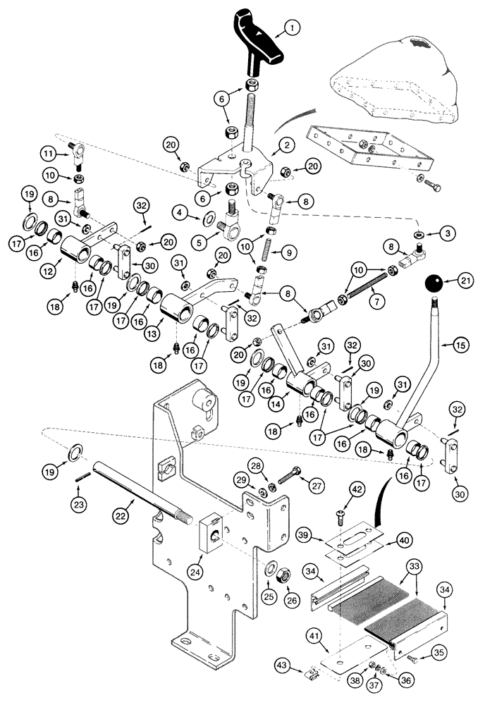 Схема запчастей Case 850E - (8-076) - EQUIPMENT CONTROL LEVERS AND LINKAGE, TWO CONTROL LEVERS - FOUR SPOOL VALVE DOZER MODELS (08) - HYDRAULICS