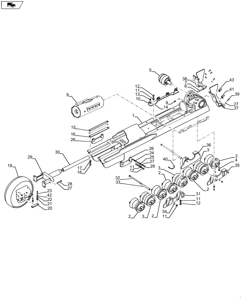 Схема запчастей Case 2050M WT/LGP - (48.138.AB[03]) - UNDERCARRIAGE FRAME XLT, LGP (48) - TRACKS & TRACK SUSPENSION