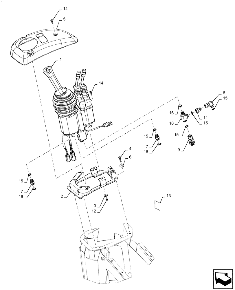 Схема запчастей Case 821F - (35.359.AF[04]) - JOYSTICK WITH TWO LEVER INSTALLATION (35) - HYDRAULIC SYSTEMS