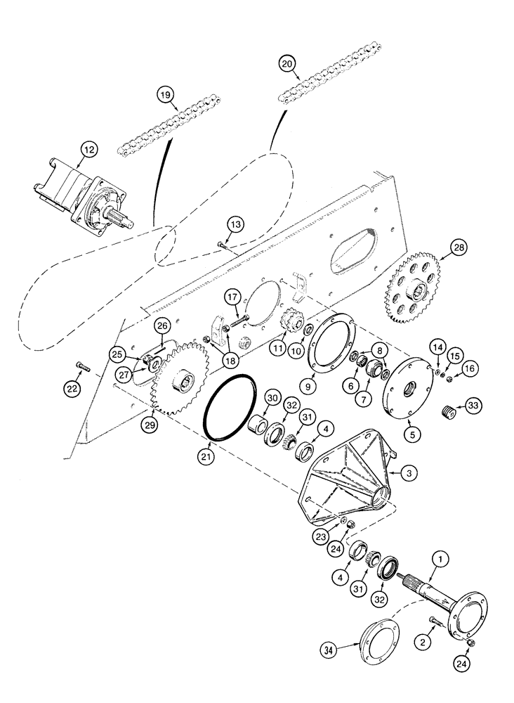 Схема запчастей Case 1835C - (6-60) - AXLES AND DRIVE CHAINS, P.I.N. JAF0037911 AND AFTER (06) - POWER TRAIN