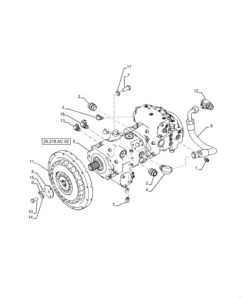 Схема запчастей Case 2050M XLT - (29.218.AC[01]) - HYDROSTATIC TRANSMISSION (29) - HYDROSTATIC DRIVE