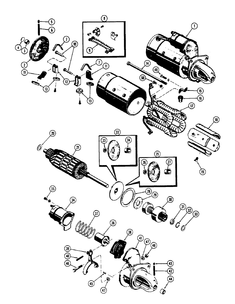 Схема запчастей Case 500 - (062) - A336582 AND A36583 STARTER, (188) DIESEL ENGINE, USED PRIOR TO ENGINE SERIAL NUMBER 9802298 (06) - ELECTRICAL SYSTEMS