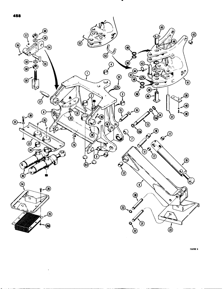 Схема запчастей Case 580C - (458) - MOUNTING FRAME AND STABILIZERS (09) - CHASSIS/ATTACHMENTS